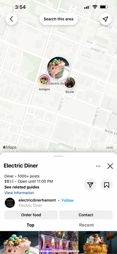 electric diner hamilton - instagram maps