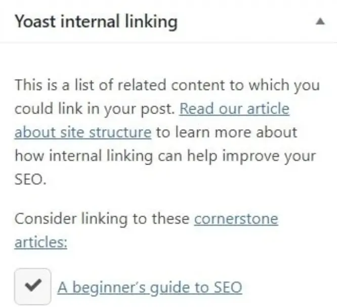 Yoast Premium Feature - Internal Linking Suggestions