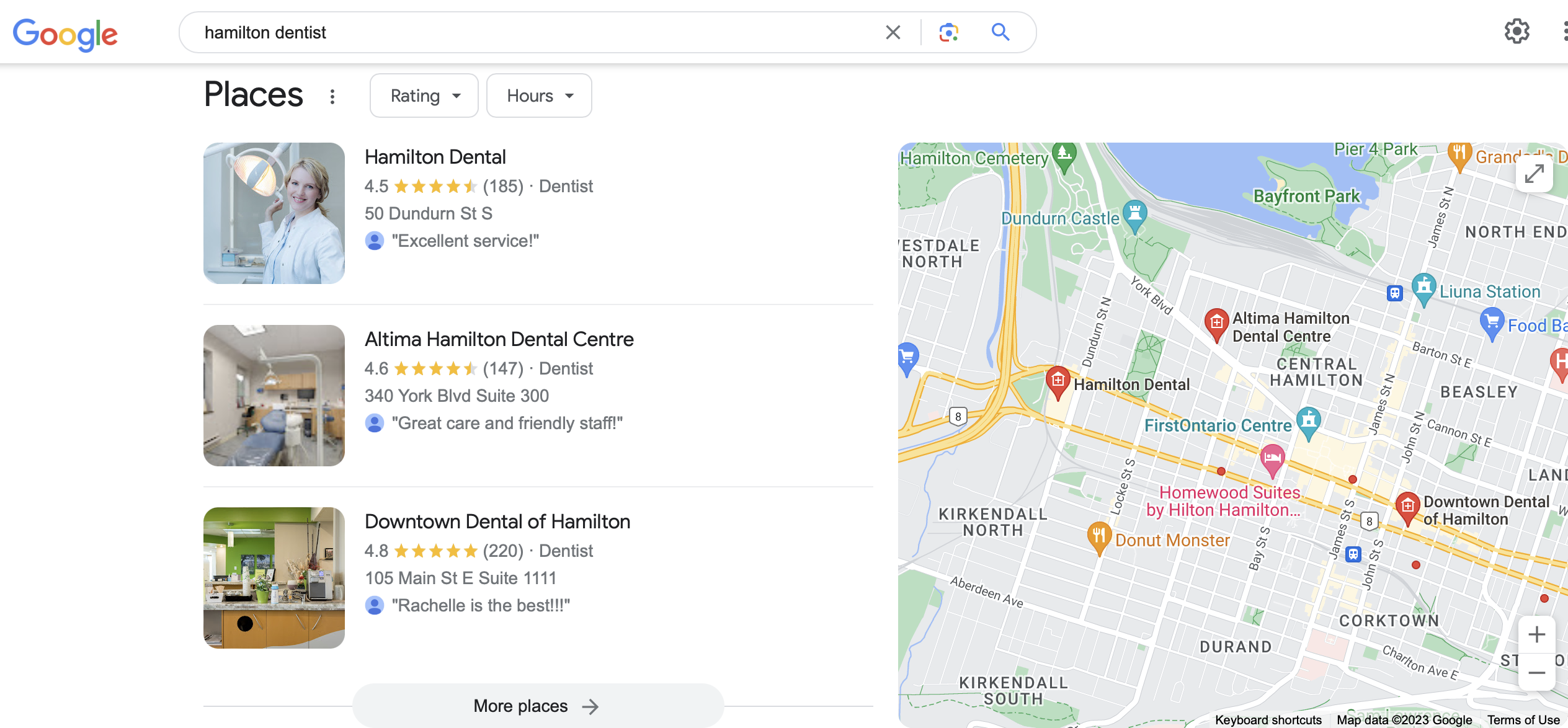 Google Maps Hamilton Dentists